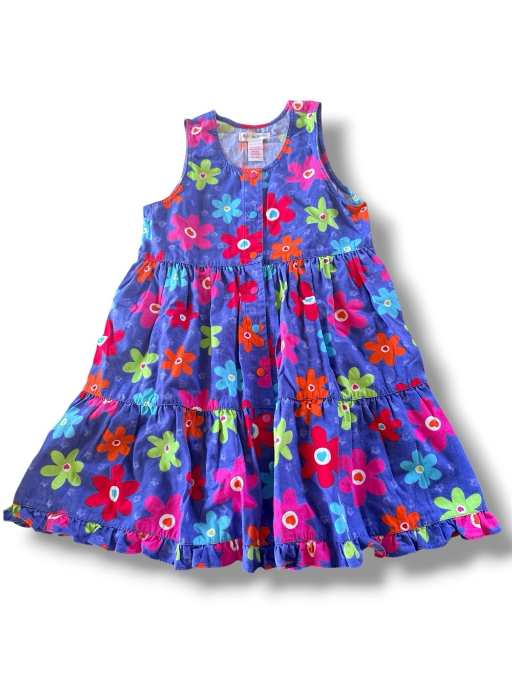 Gymboree 1997 Flower Pots Multi Color Snap Front Dress Size Girl XXL